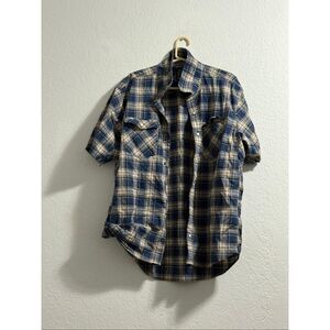 Noble Outfitters Shirt Men's Size 2x  Blue  Plaid pearl  Snaps Button Up